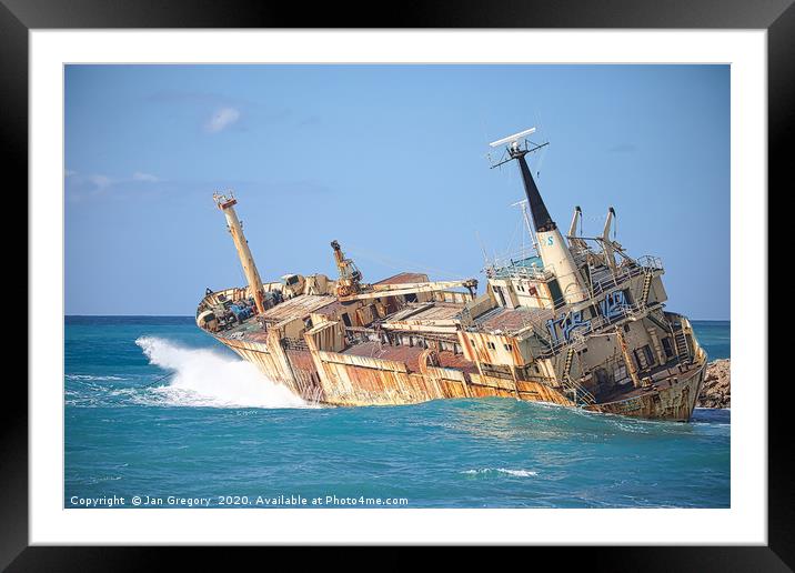 Cyprus Shipwreck Framed Mounted Print by Jan Gregory