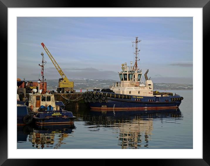 Tug boats on the Clyde Framed Mounted Print by Martin Smith