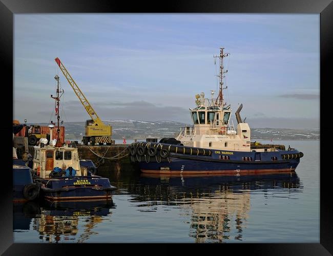 Tug boats on the Clyde Framed Print by Martin Smith