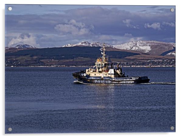 Tug boat on the Clyde Acrylic by Martin Smith