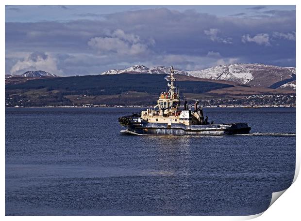 Tug boat on the Clyde Print by Martin Smith