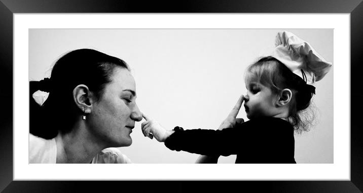 mum and dauther playing in the kitchen Framed Mounted Print by M. J. Photography