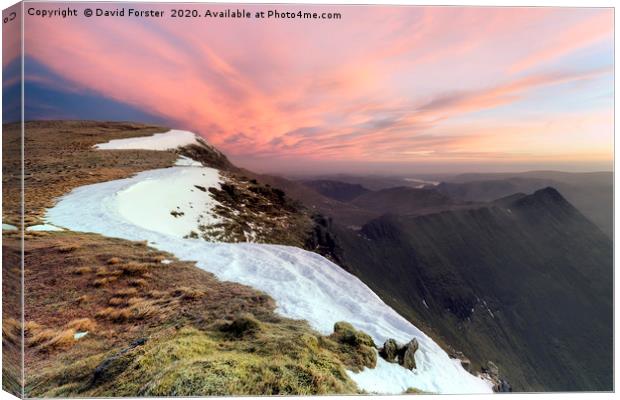 Striding Edge from Nethermost Pike at Dawn, Lake D Canvas Print by David Forster
