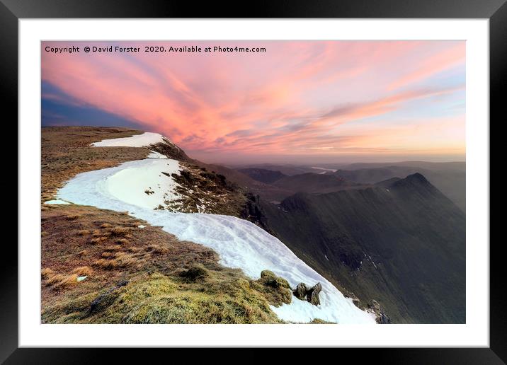 Striding Edge from Nethermost Pike at Dawn, Lake D Framed Mounted Print by David Forster