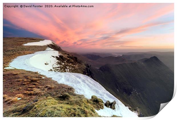 Striding Edge from Nethermost Pike at Dawn, Lake D Print by David Forster