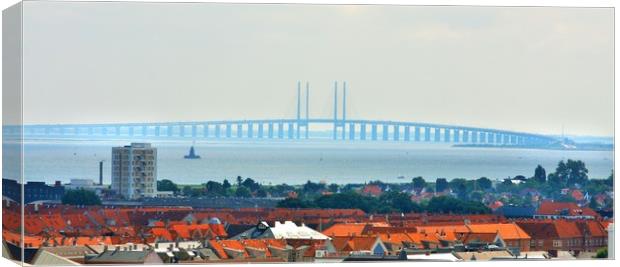 The bridge over Oresund between Copenhagen Denmark Canvas Print by M. J. Photography