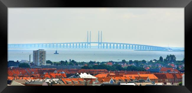 The bridge over Oresund between Copenhagen Denmark Framed Print by M. J. Photography