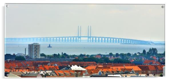 The bridge over Oresund between Copenhagen Denmark Acrylic by M. J. Photography