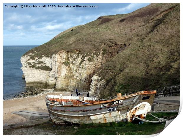 Flamborough Head Yorkshire.  Print by Lilian Marshall