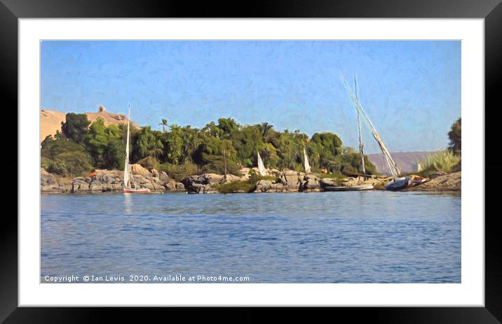 Feluccas At The Nile Cataract Framed Mounted Print by Ian Lewis