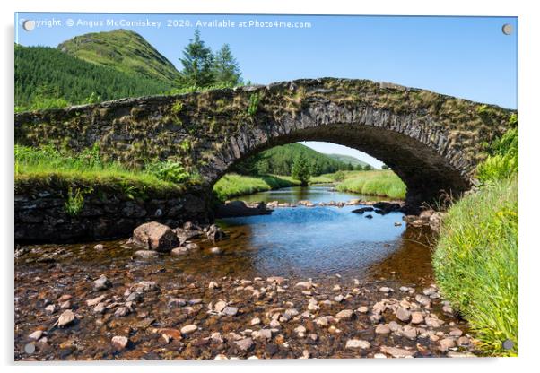 Butterbridge old stone single arched bridge Acrylic by Angus McComiskey