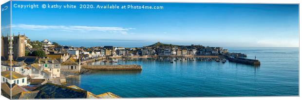 St Ives Cornwall sea view,on a bright sunny summer Canvas Print by kathy white
