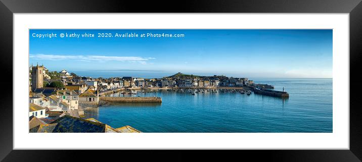 St Ives Cornwall sea view,on a bright sunny summer Framed Mounted Print by kathy white