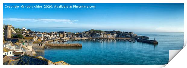St Ives Cornwall sea view,on a bright sunny summer Print by kathy white