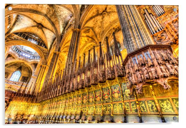 Barcelona Cathedral Choir Acrylic by David Pyatt