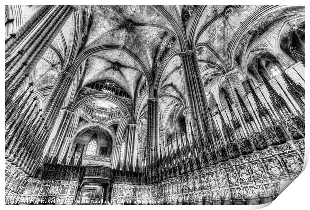 Choir Barcelona Cathedral  Print by David Pyatt
