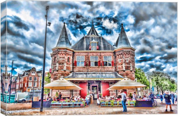 Amsterdam Café In De Waag Canvas Print by Valerie Paterson