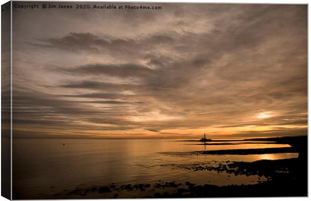 Another Golden Dawn at St Mary's Island Canvas Print by Jim Jones