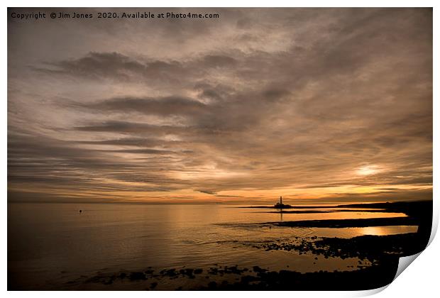 Another Golden Dawn at St Mary's Island Print by Jim Jones