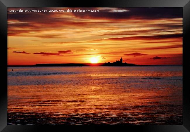 Golden Sunrise in Northumberland Framed Print by Aimie Burley
