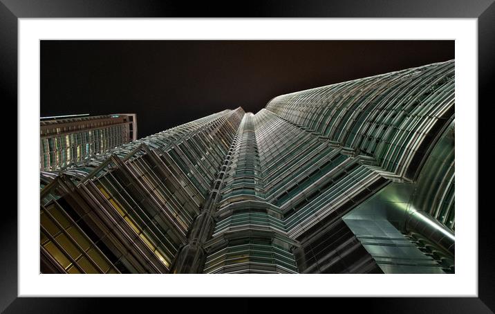 Looking up at the Petronas Towers                  Framed Mounted Print by jason jones