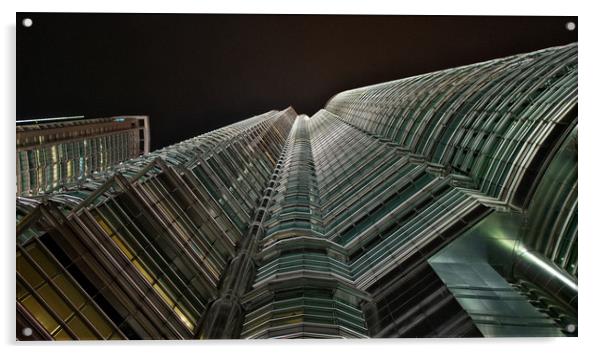 Looking up at the Petronas Towers                  Acrylic by jason jones