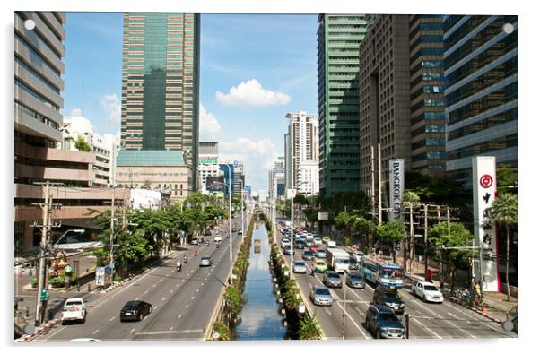 Bangkok city traffic                               Acrylic by jason jones