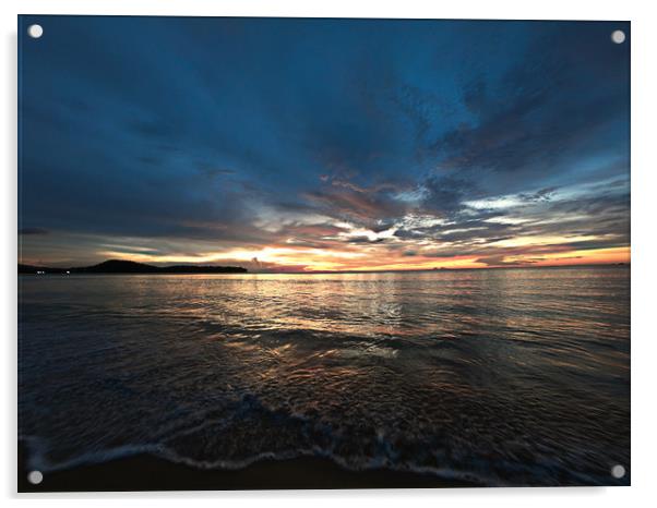 Sunset on a thai beach Acrylic by jason jones