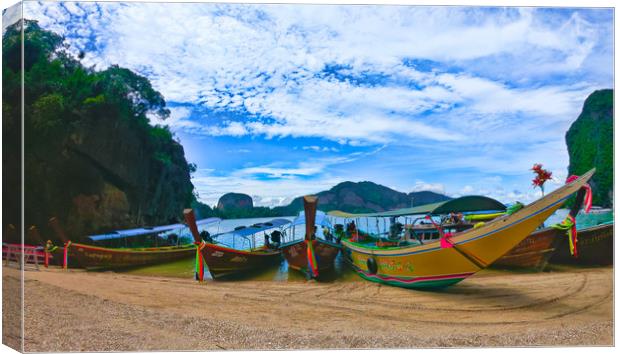 Longboats moored for the day Canvas Print by jason jones