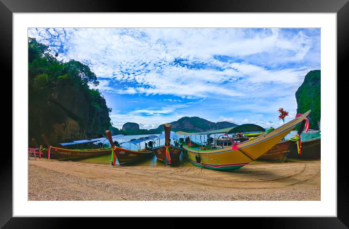 Longboats moored for the day Framed Mounted Print by jason jones