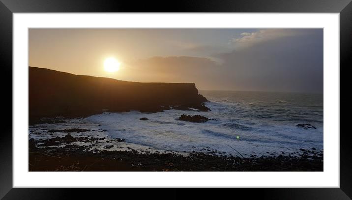 Sunset over Giant's Causeway Framed Mounted Print by Judy Puddifoot