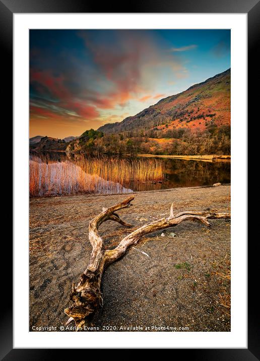 Lake Gwynant Sunset Snowdonia Wales Framed Mounted Print by Adrian Evans
