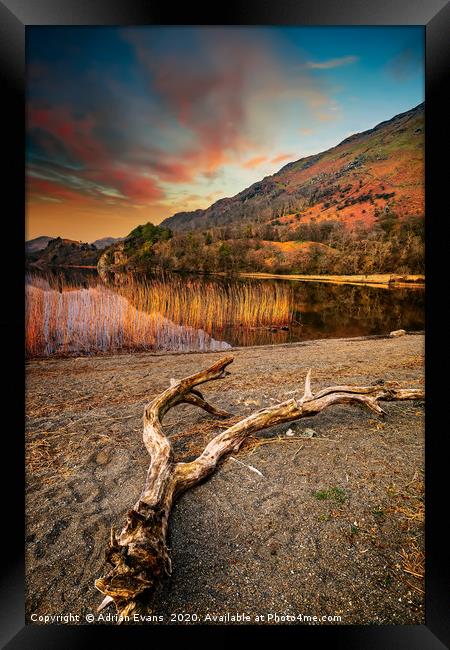 Lake Gwynant Sunset Snowdonia Wales Framed Print by Adrian Evans