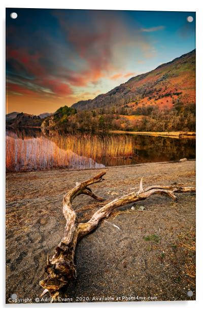 Lake Gwynant Sunset Snowdonia Wales Acrylic by Adrian Evans