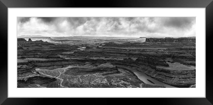 Distant Storm, Dead Horse (mono) Framed Mounted Print by Gareth Burge Photography