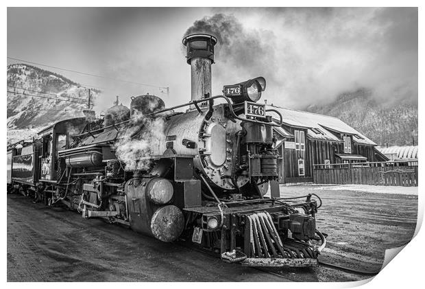 Steam Train Resting in Silverton CO Print by Gareth Burge Photography