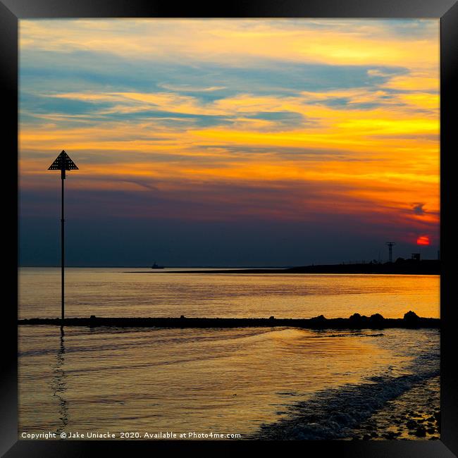 Sunset on The Beach Framed Print by Jake Uniacke