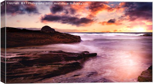 Majestic Sunset on Cornwall's Trebarwith Strand Canvas Print by K7 Photography
