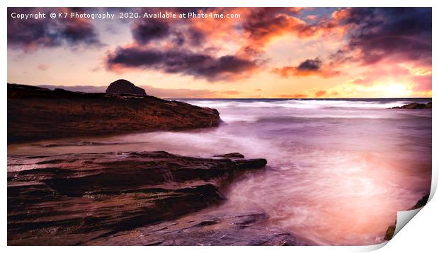 Majestic Sunset on Cornwall's Trebarwith Strand Print by K7 Photography