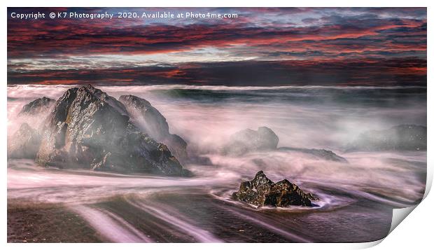 Waves at Porth Tyn Tywyn, Anglesey Print by K7 Photography