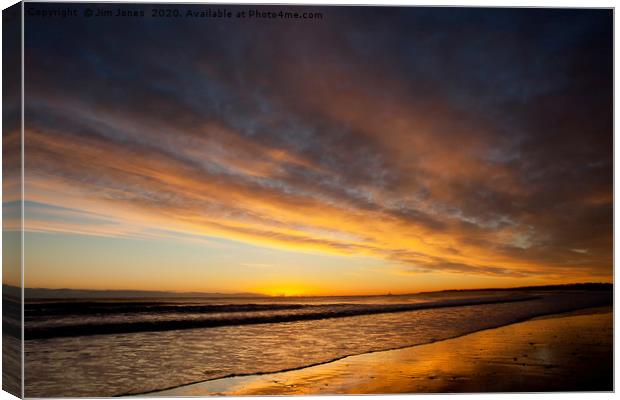 December sunrise from the beach at Blyth Canvas Print by Jim Jones