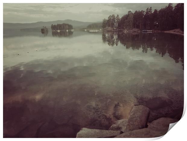 Early morning on the Lake Turgoyak Print by Larisa Siverina