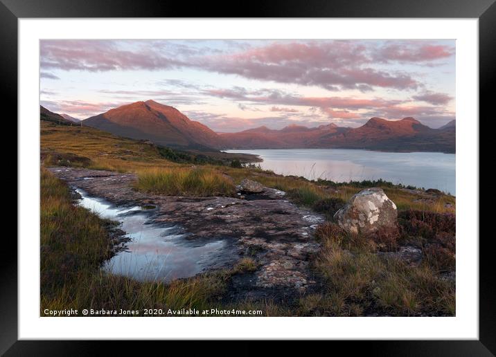 Liathach and South Torridon Hills Sunset  Framed Mounted Print by Barbara Jones