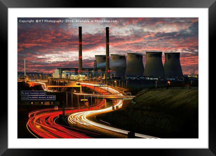 Captivating Light Trails at Ferrybridge Framed Mounted Print by K7 Photography