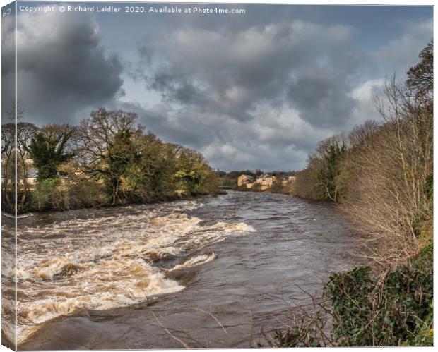 The River Tees in Flood at Barnard Castle Teesdale Canvas Print by Richard Laidler