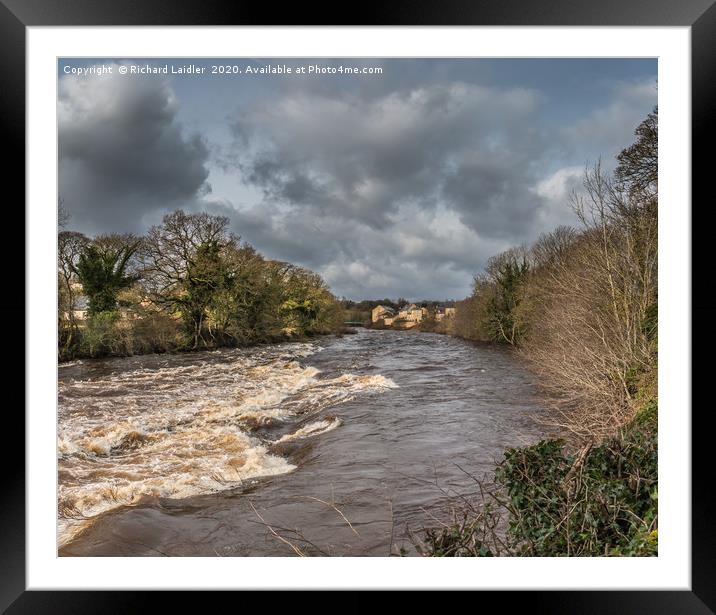 The River Tees in Flood at Barnard Castle Teesdale Framed Mounted Print by Richard Laidler