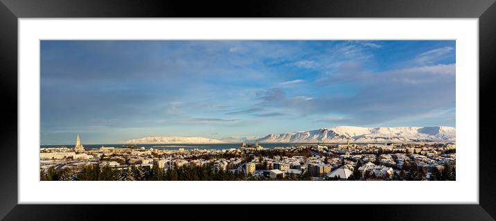 Ice and Fire: Reykjavik Panorama Framed Mounted Print by Stuart Jack