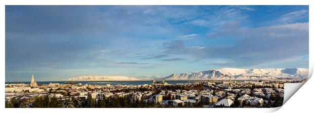 Ice and Fire: Reykjavik Panorama Print by Stuart Jack