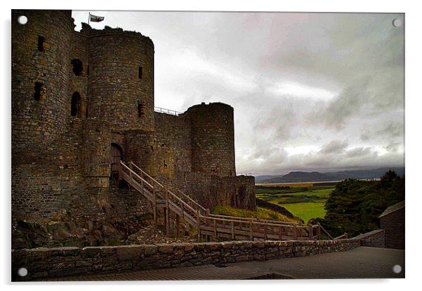 Harlech Castle Acrylic by Brian Beckett