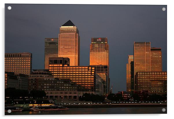 London Docklands Skyline Acrylic by David Gardener
